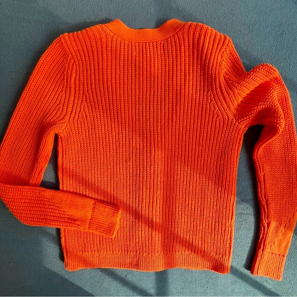 NWT Loft Button Up Knit Cardigan Sweater Orange Women’s Small - Picture 9 of 9